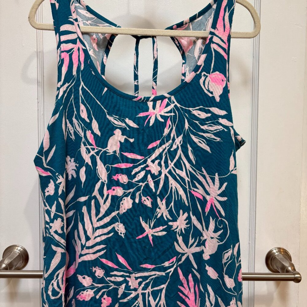 Lilly Pulitzer- It's Prime Time- Teal Monkey- Tank Top w/back Tassels XL
